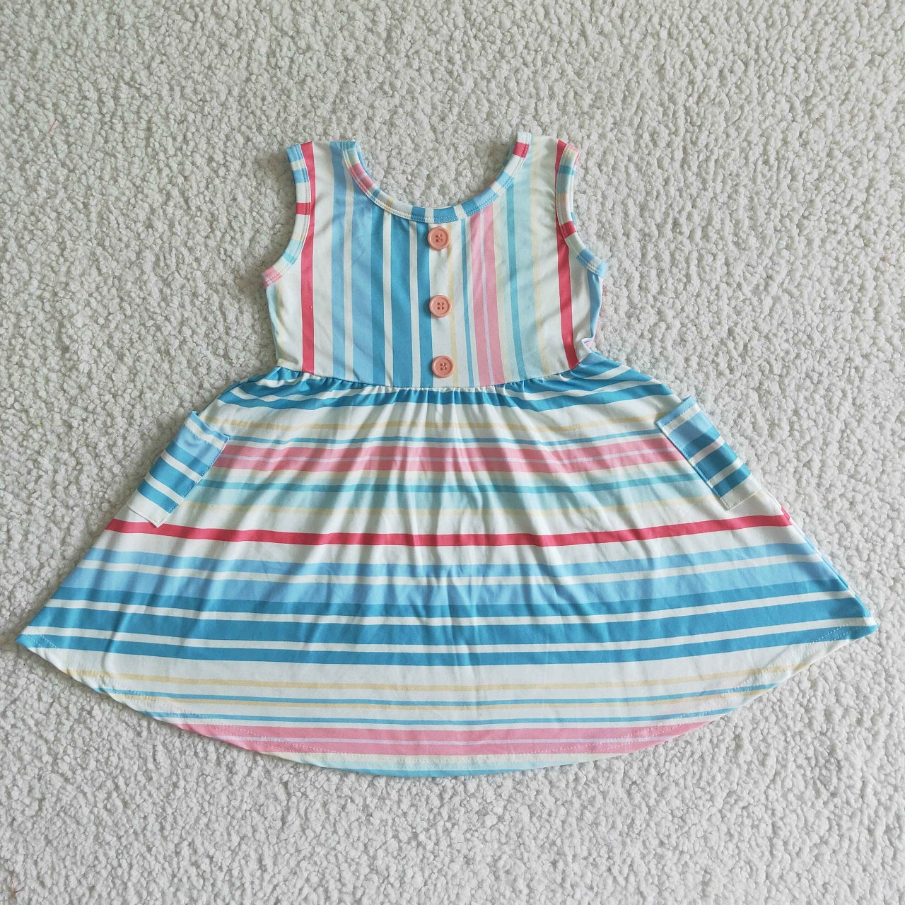 Promotion Baby Girl Sleeveless Stripes Pocket Summer Dress