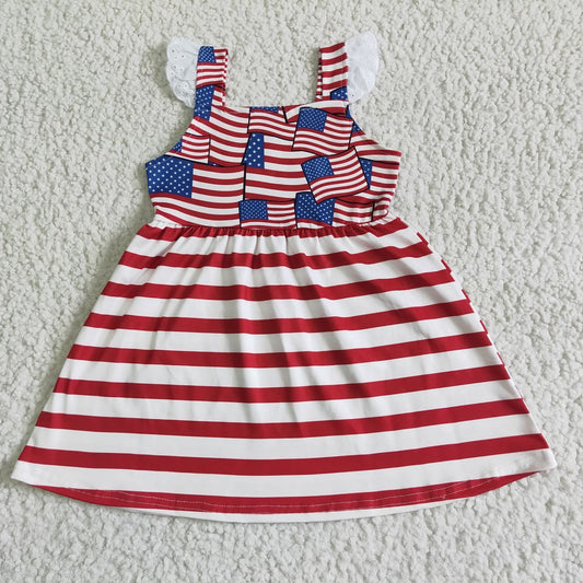 Promotion July 4th Baby Girl Summer Stripe Twirl Dress