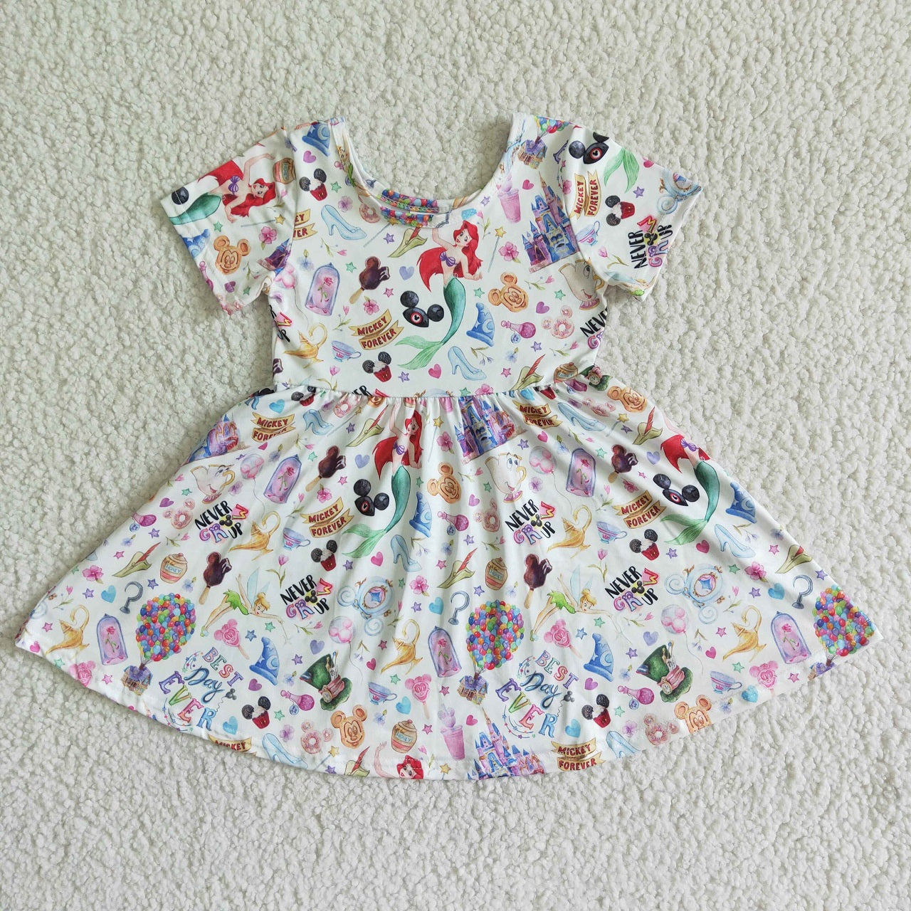 Promotion Baby Girl Short Sleeves Princess Cartoon Summer Dress