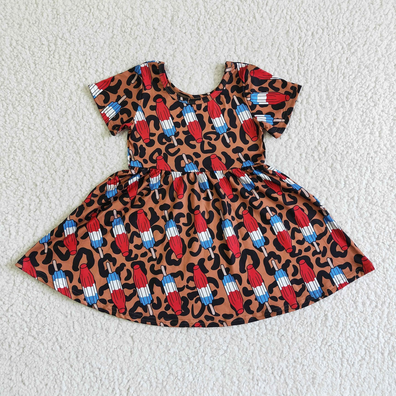 Promotion Baby Girl Summer July 4th Leopard Twirl Dress