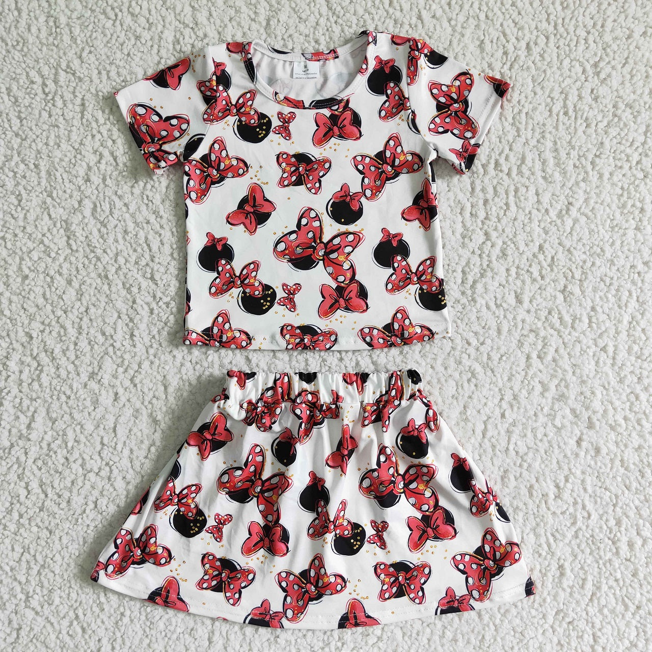 Promotion Baby Girl Summer Red Bow Skirt Outfit