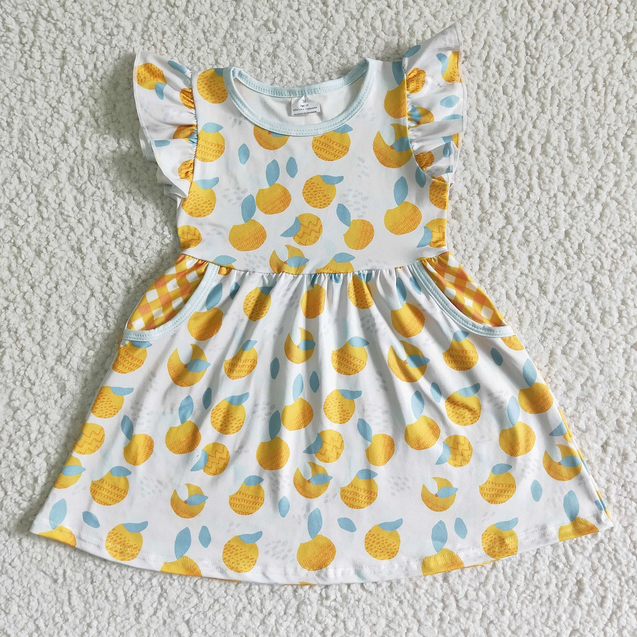 Promotion Baby Girl Summer Orange Fruit Pocket Dress