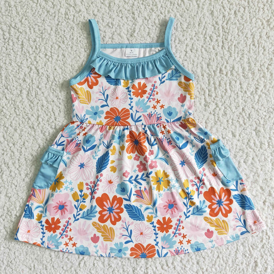 Promotion Baby Girl Sleeveless Floral Pocket Dress