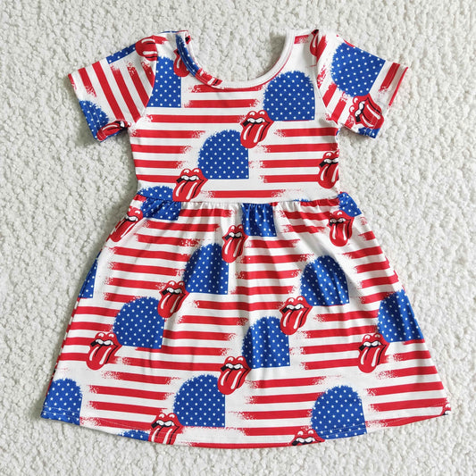 Promotion Baby Girl Sleeveless July 4th Stripes Dress