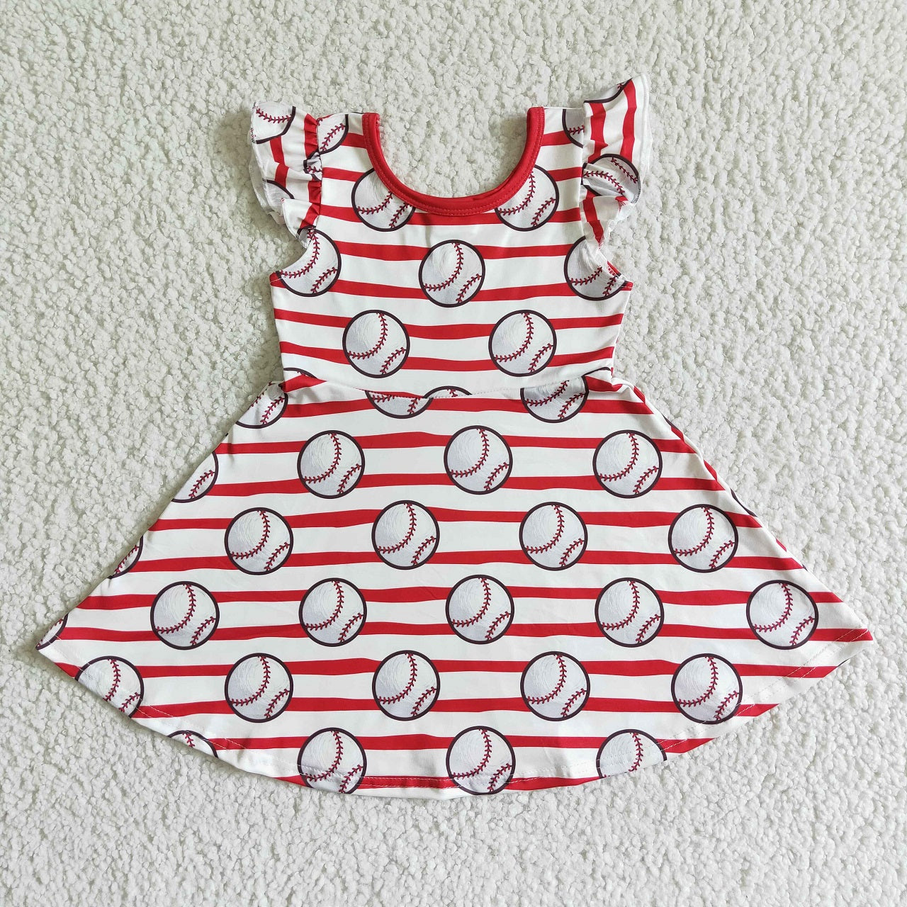 Promotion Baby Girl Summer Short Sleeves Baseball Dress