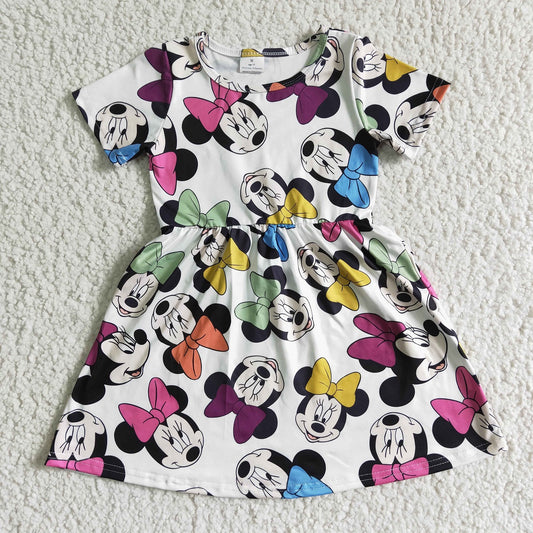 Promotion Baby Girl Summer Short Sleeves Mouse Dress