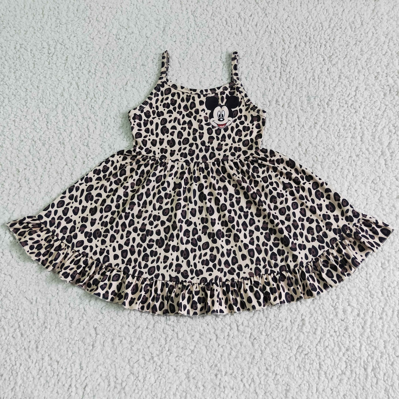 Promotion Baby Girl Summer Cartoon Leopard Twirl Dress