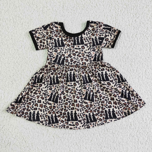 Promotion Baby Girl Halloween Leopard Twirl Dress RTS
