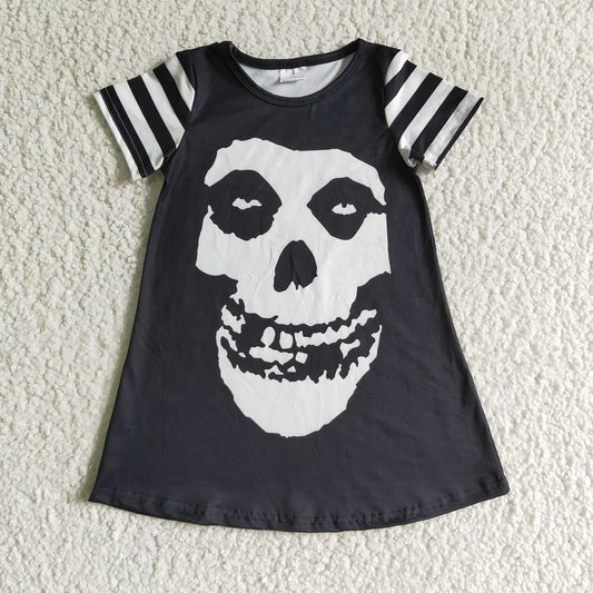 Promotion Baby Girl Stripes Short Sleeves Skull Halloween Dress