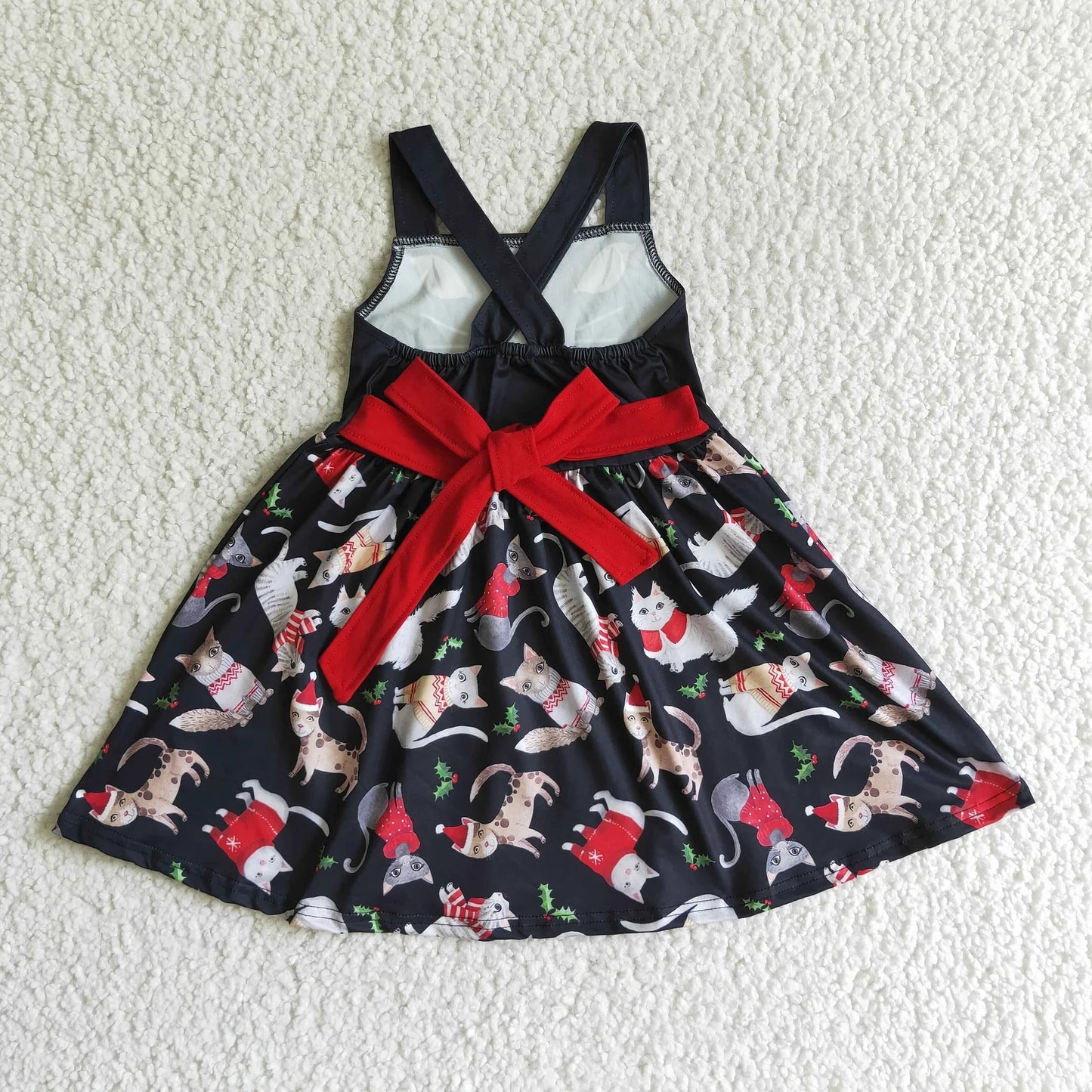 Promotion Baby Girl Christmas Cat Twirl Dress RTS
