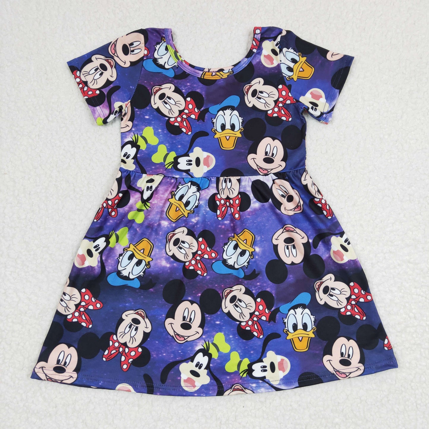 Promotion Summer Baby Girl Cartoon Short Sleeves Dress