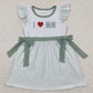 Baby Boy Girl Embroidery I Love Mom Green Sibling Romper Dress Clothes Set