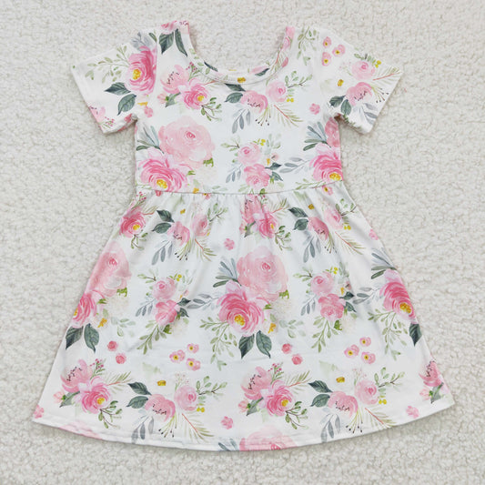 Promotion Baby Girl Summer Short Sleeves Flower Dress