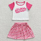 Promotion Baby Girls Kids Short Sleeves Shirt Pink Skirt Summer Outfit RTS