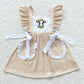Baby Boy Girl Short Sleeves Embroidery Western Sunflower Cow Sibling Romper Dress Set