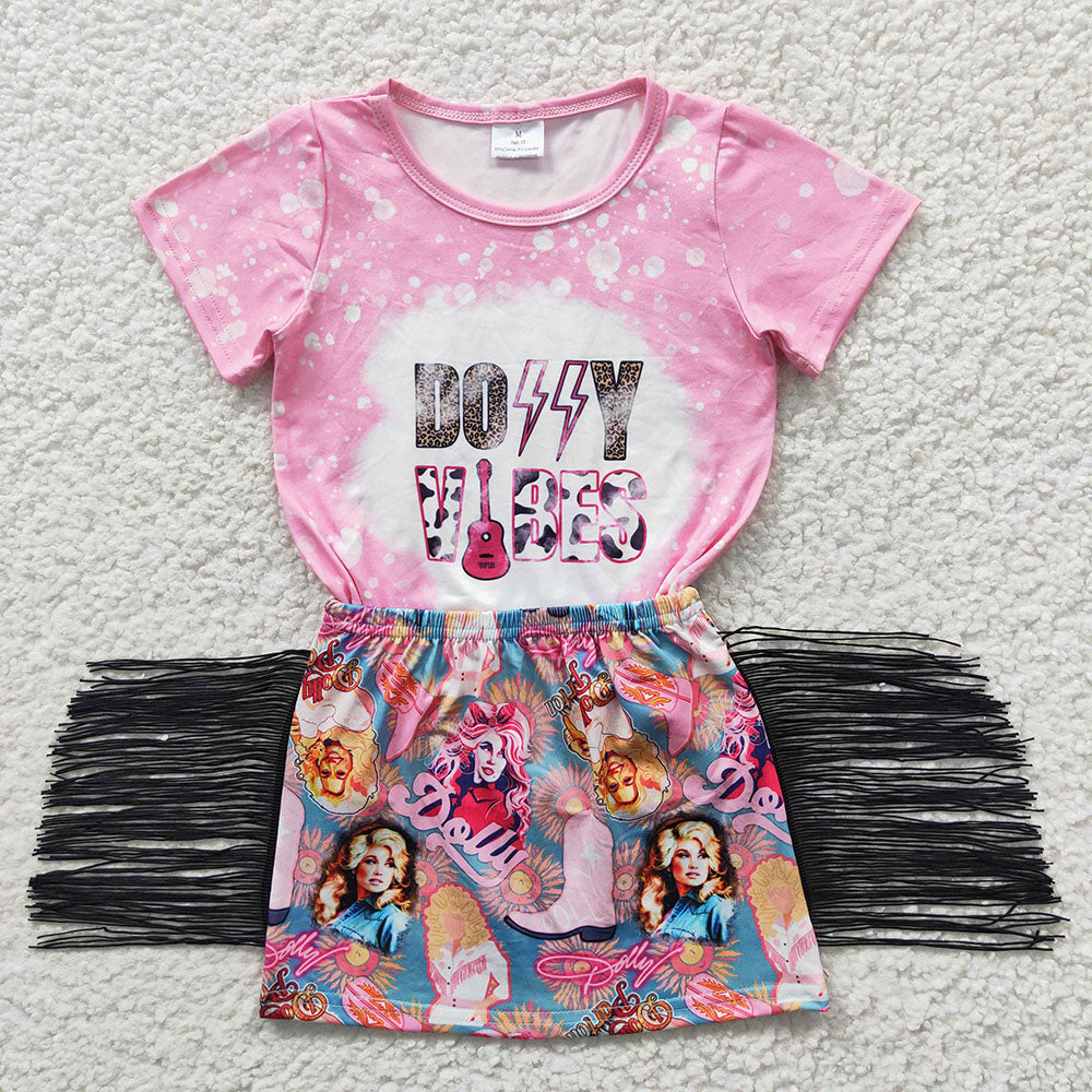 Baby Girl Western Tops Tassel Skirt Sibling Clothes Set RTS