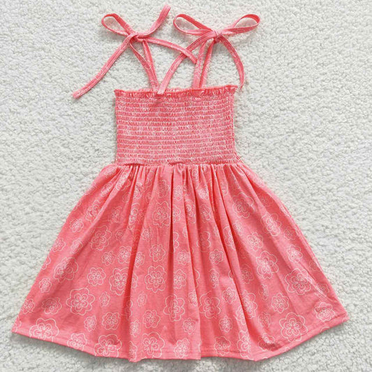 Promotion Baby Girl Summer Straps Elastic Smocked Floral Dress