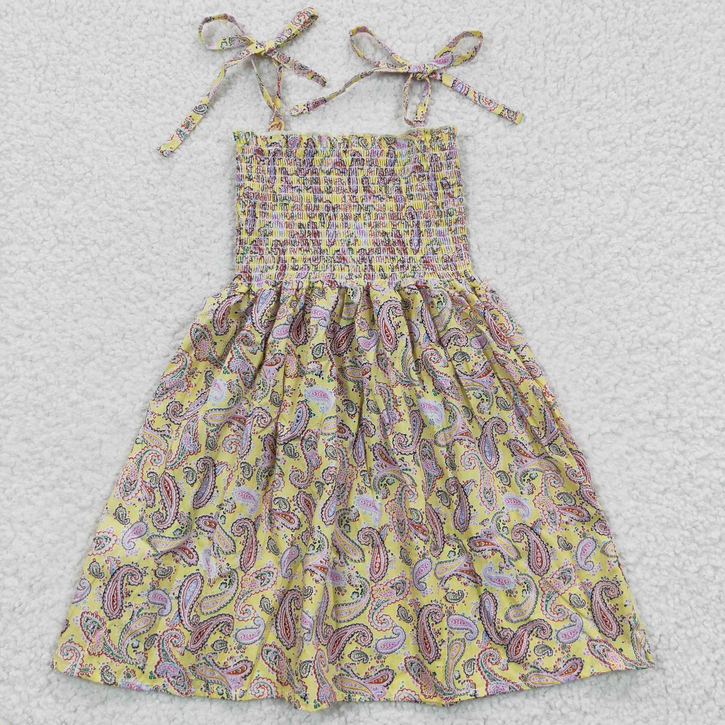 Promotion Baby Girl Summer Halter Sleeveless Elastic Smocked Floral Dress RTS