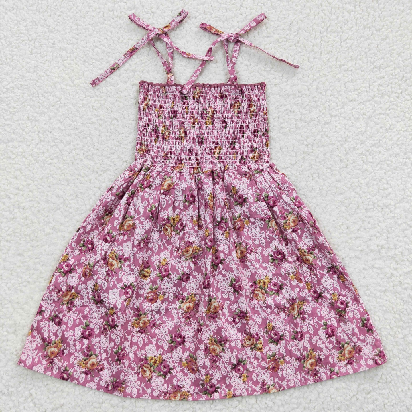 Promotion Baby Girl Summer Halter Sleeveless Elastic Smocked Floral Dress RTS