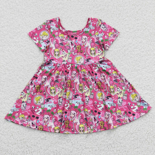Promotion Baby Girl Short Sleeves Summer Birthday Dress RTS