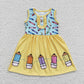 Baby Girl Short Sleeves Apple Pencil Back To School Sibling Clothes Dress RTS