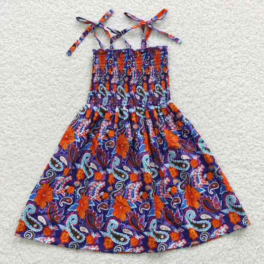Promotion Baby Girl Summer Halter Sleeveless Elastic Smocked Floral Dress RTS
