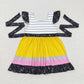 Baby Boy Girl Short Sleeves Back To School Stripes Sibling Shirt Dress RTS