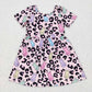 Baby Girl Short Sleeves Easter Rabbits Leopard Sibling Jumpsuit Dress