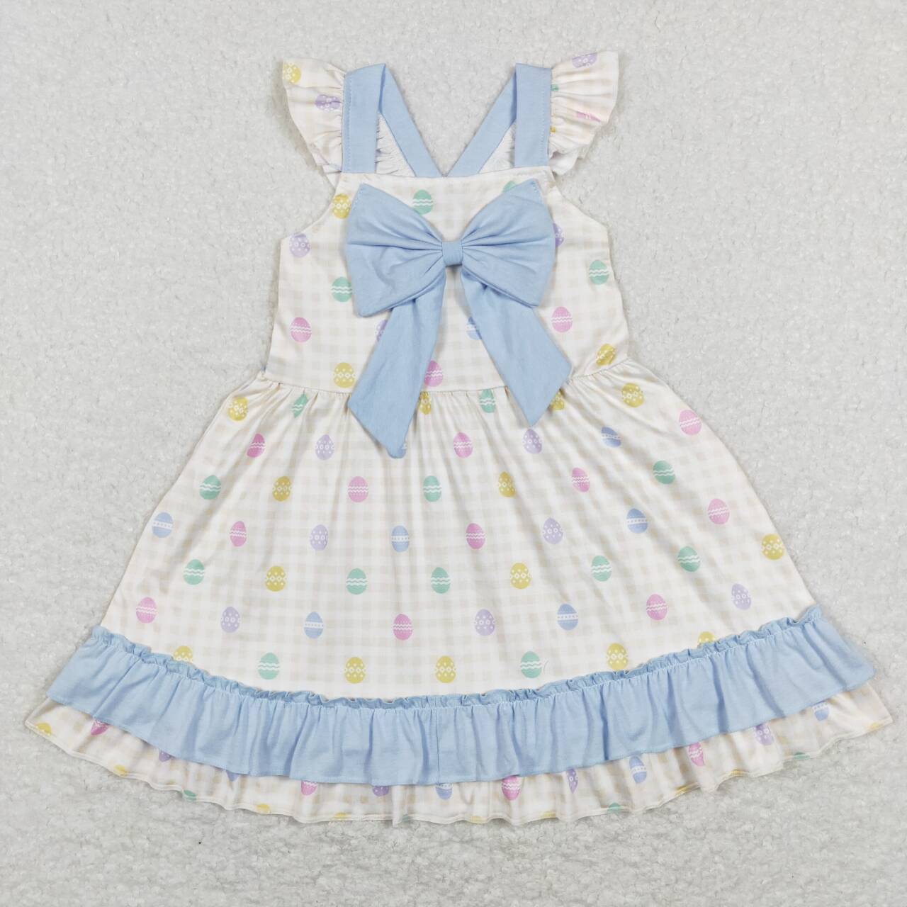 Baby Girl Short Sleeves Easter Eggs Sibling Romper Dress Clothes Set