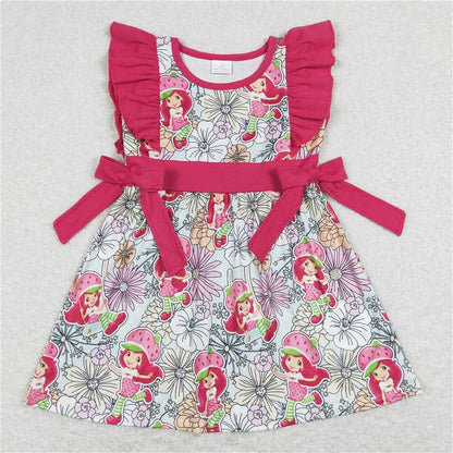 Baby Toddler Short Sleeves Strawberry Cartoon Girl Sibling Romper Dress RTS