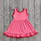 Baby Girls Kids Sleeveless Pink Cotton Ruffle Knee Length Dress RTS