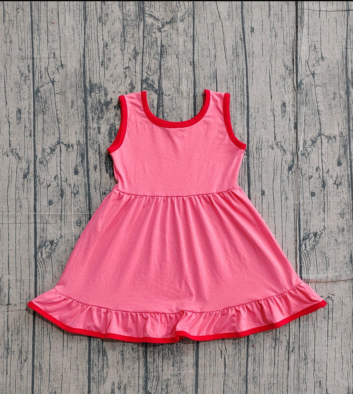 Baby Girls Kids Sleeveless Pink Cotton Ruffle Knee Length Dress RTS