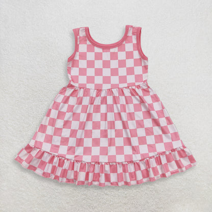 Sibling Baby Girls Kids Sleeveless Knee Length Ruffle Dresses Summer Clothes RTS