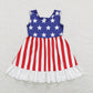 Baby Girl Short Sleeves Stars 4th Of July Sibling Knee Length Dress RTS
