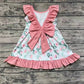 Pre-order Baby Girl Flower Pink Bow Ruffle Dress