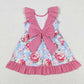 Sibling Baby Girls Kids Flowers Ruffle Bows Knee Length Dresses RTS