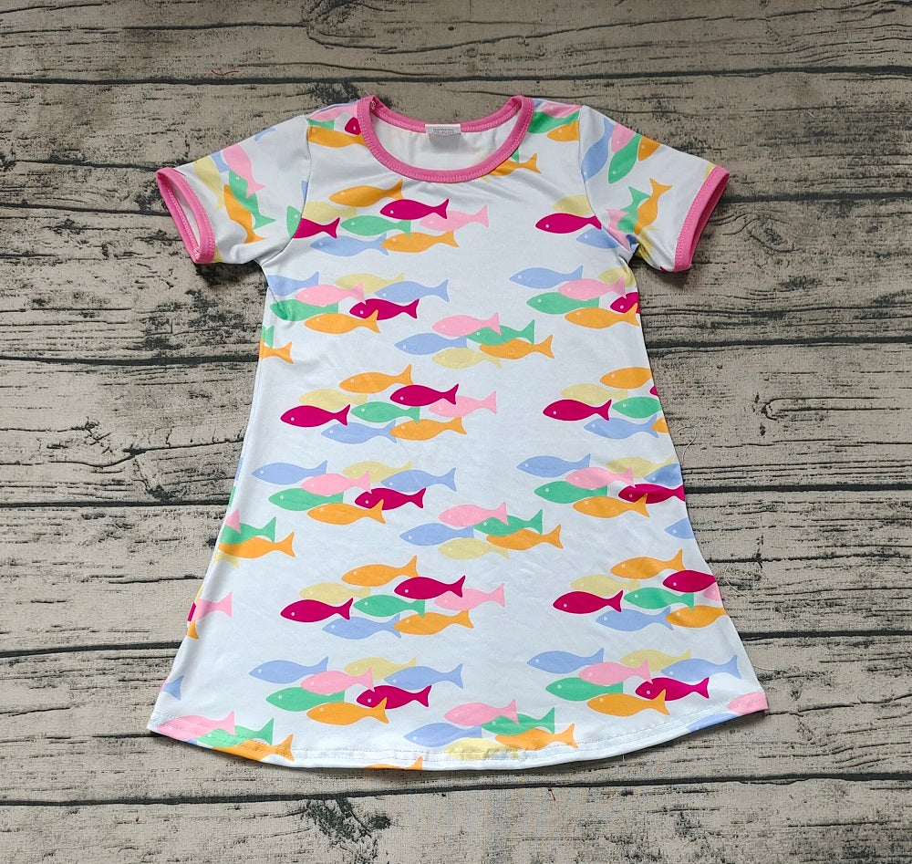 No moq Pre-order Baby Girl Short Sleeves Fish Dress