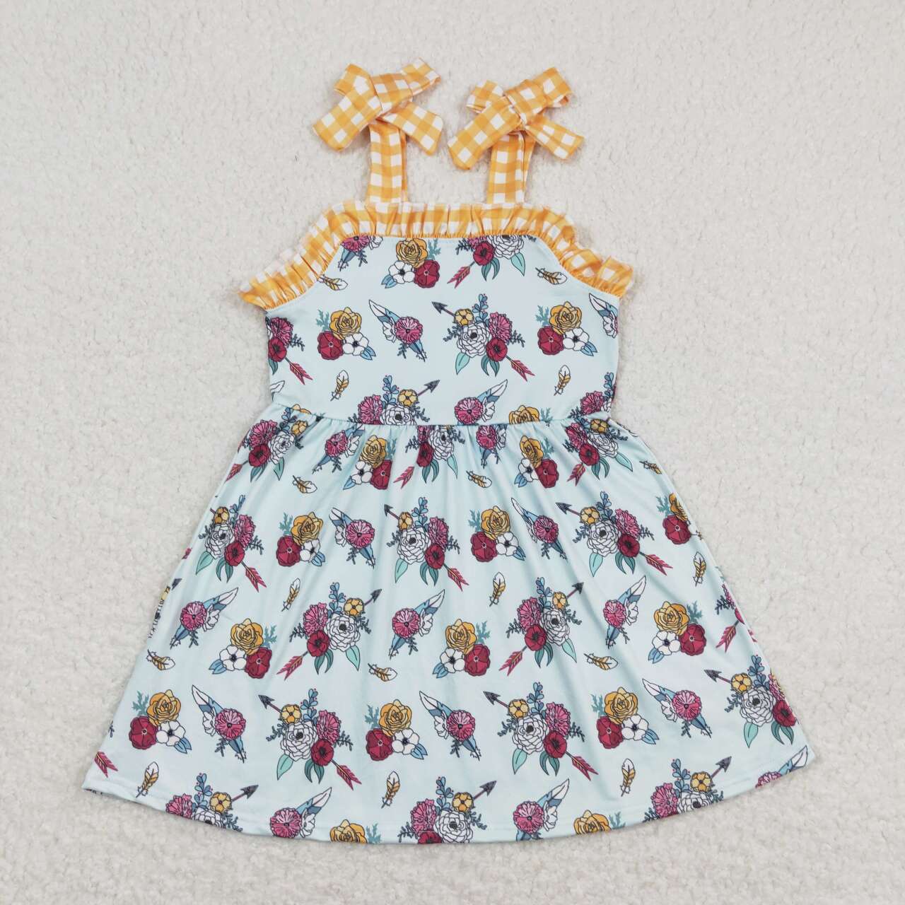 Sibling Baby Girls Kids Straps Flowers Ruffle Knee Length Dresses RTS