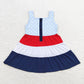 Baby Girl Short Sleeves Stars 4th Of July Sibling Knee Length Dress RTS