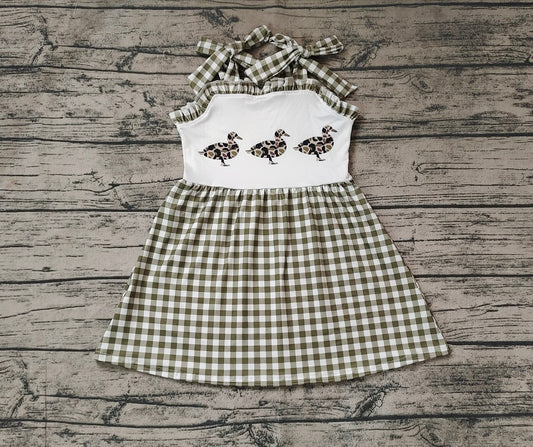 No moq Pre-order Baby Girl Sleeveless Ducks Plaid Summer Dress