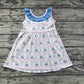 Pre-order Baby Girl Sleeveless Flower Blue Ruffle Dress