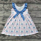 Pre-order Baby Girl Sleeveless Flower Blue Ruffle Dress