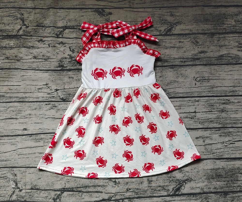 No moq Pre-order Baby Girl Sleeveless Crabs Summer Dress