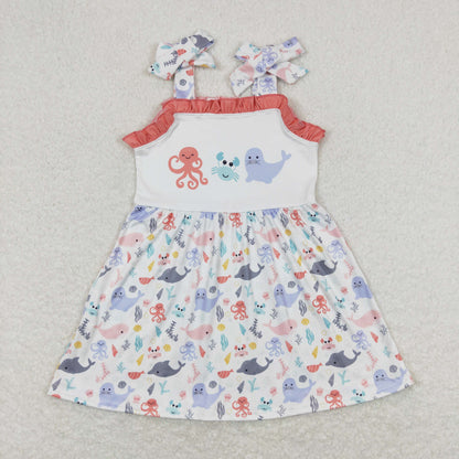 Sibling Baby Girls Kids Straps Knee Length Dresses Summer Clothes