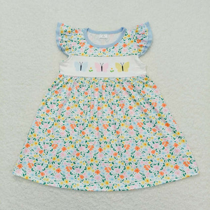 Sibling Baby Girls Kids Floral Summer Ruffle Knee Length Dresses RTS