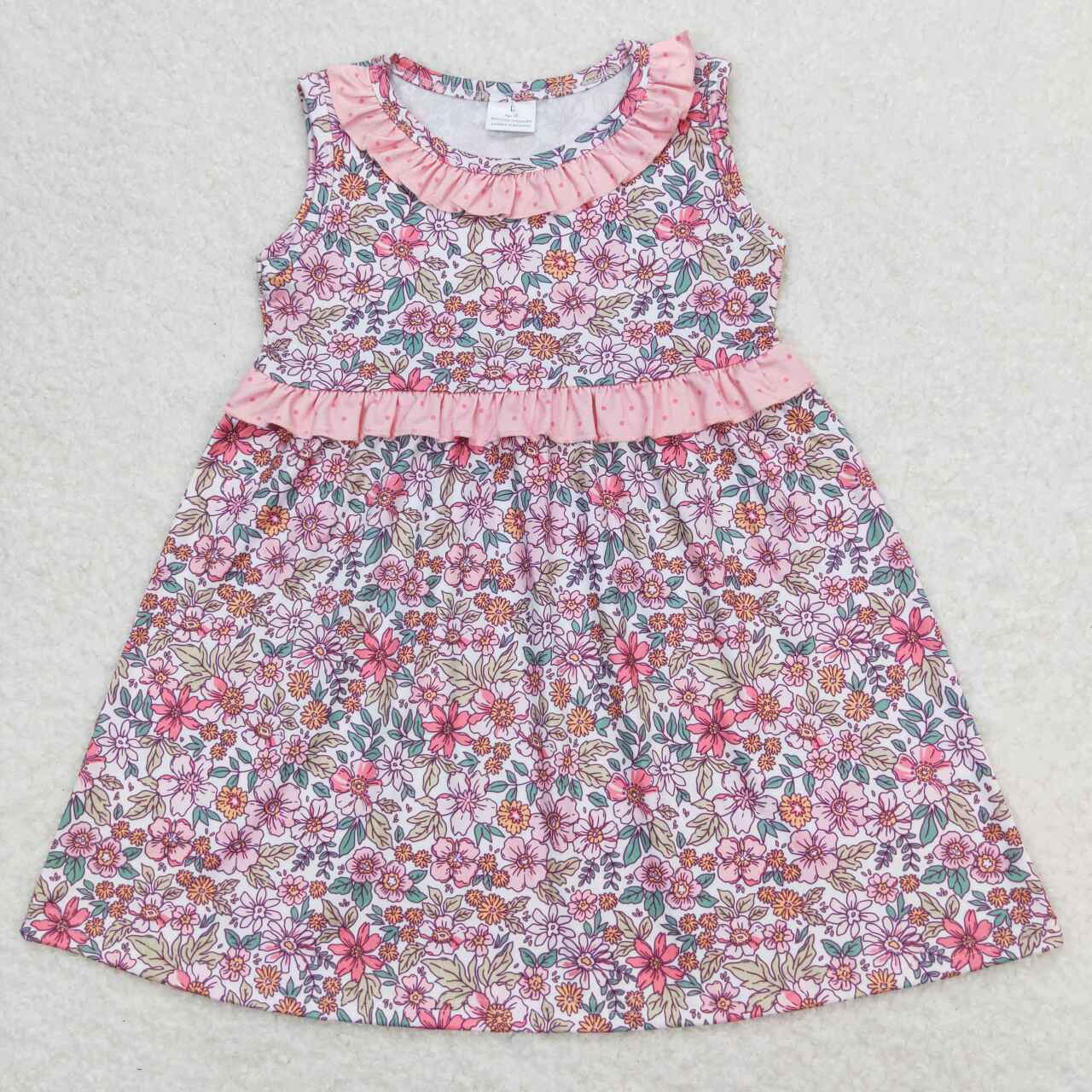 Sibling Baby Girls Kids Sleeveless Floral Ruffle Knee Length Dresses RTS