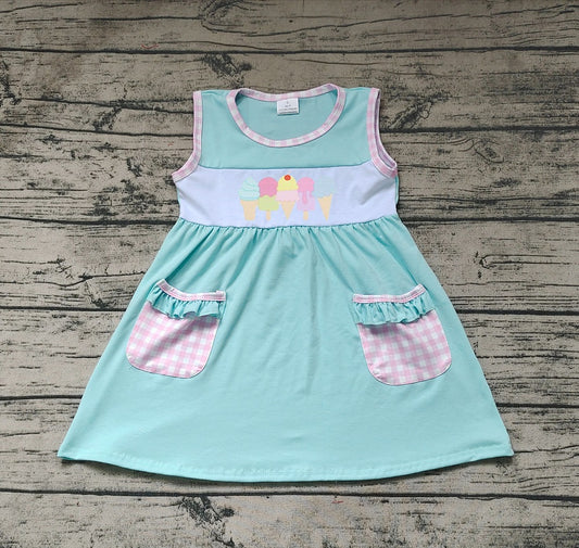 No moq Pre-order Baby Girl Sleeveless Pocket Popsicle Dress