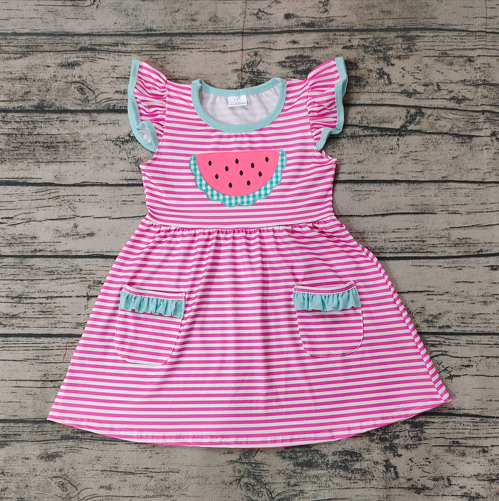 Pre-order Baby Girl Watermelon Stripes Pocket Summer Dress