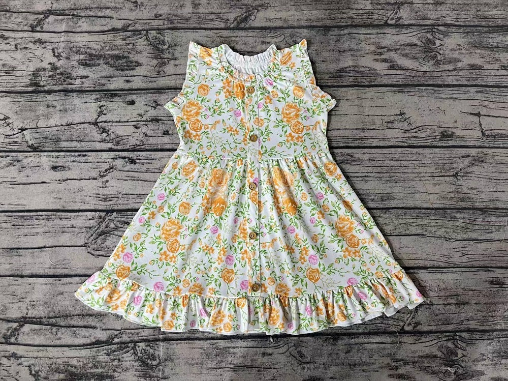 Pre-order Baby Girl Sleeveless Floral Summer Yellow Dress