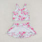 Baby Girl Sleeveless Pink Floral Skirt Shorts Set Swimsuit